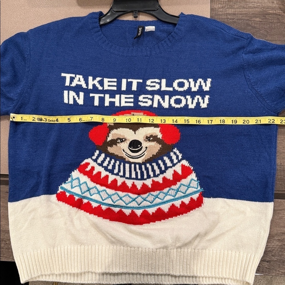 H&M Navy and White Sweater with sloth Motif - Picture 5 of 5